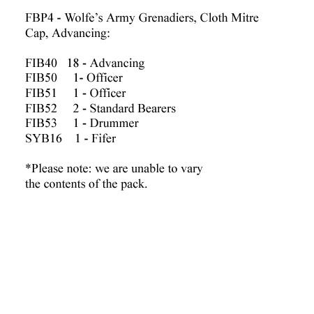 FBP4 Wolfe's Grenadier Battalions - British Grenadier, Cloth Mitre Cap, Advancing (24 Figures)