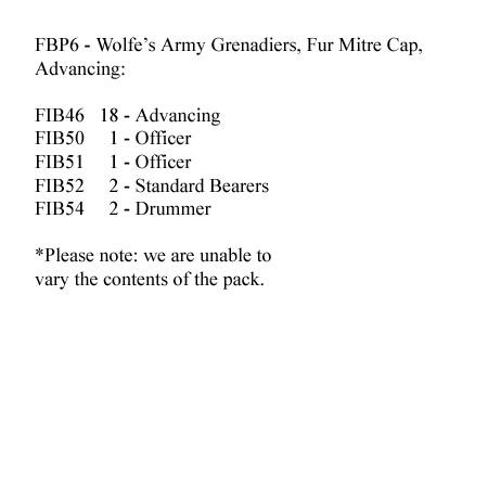 FBP6 Wolfe's Grenadier Battalions - British Grenadier, Fur Mitre Cap Advancing (24 Figures)