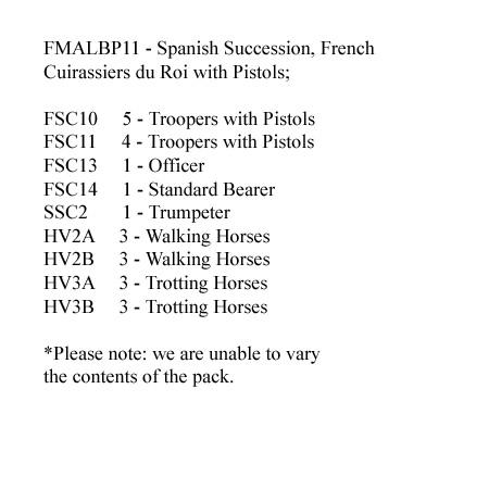 FMALBP11 French Cuirassiers Du Roi With Pistols (12 Mounted Figures)