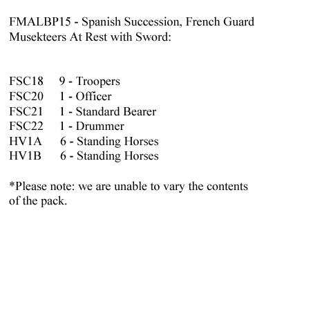 FMALBP15 French Guard Musketeers At Rest With Sword (12 Mounted Figures)