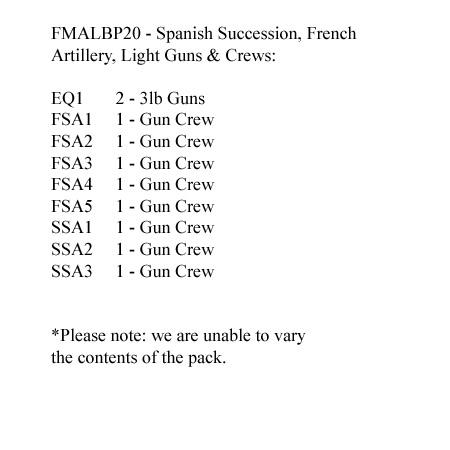 FMALBP20 French Artillery Pack 2 x Light Guns, 8 Crew Figures