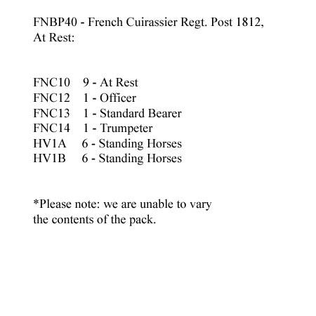 FNBP40 French Cuirassiers Post 1812, At Rest (12 Mounted Figures)