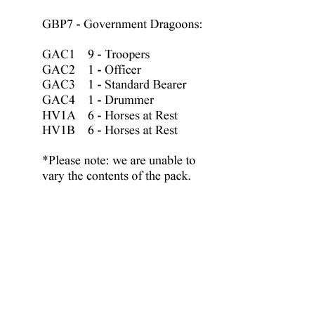 GBP7(FR) Government Dragoon Regiment At Rest (12 Mounted Figures)