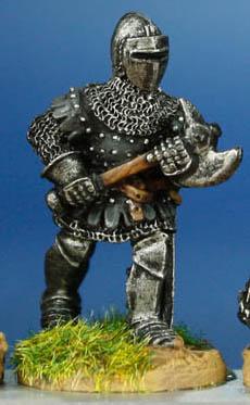 HW44 Dismounted Man At Arms - Advancing With Axe (German) - Coat Of Plates & Visored Bascinet (1 figure)