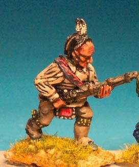 IND6(FR) Warrior In Shirt, Advancing With Musket