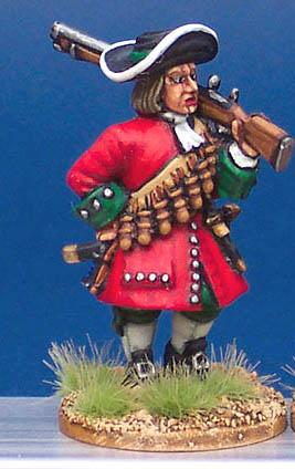 LS54 Matchlock Musketeer - Marching, Leg Raised, Shouldered Musket (1 Figure)