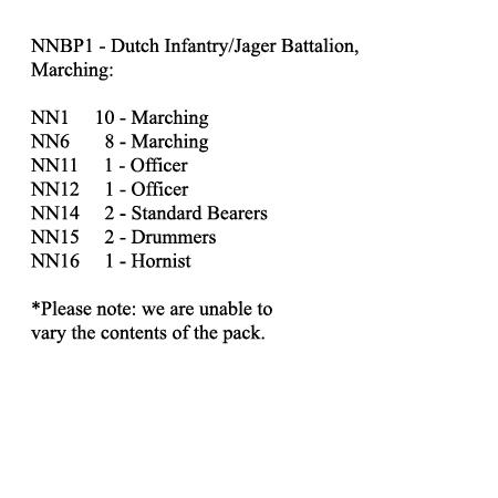 NNBP1 Dutch Infantry / Jager Battalion 1815, Marching (25 Figures)