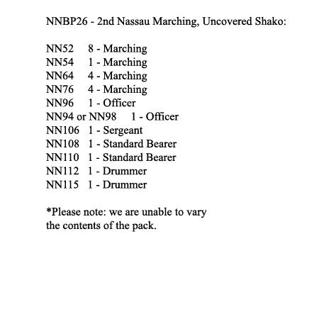 NNBP26 2nd Nassau Infantry Marching Uncovered Shako (24 Figures)