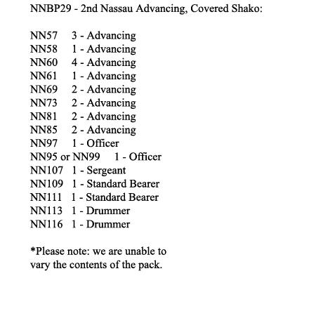 NNBP29 2nd Nassau Infantry Advancing Covered Shako (24 Figures)