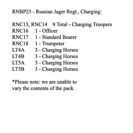 RNBP25 Russian Jager Regiment, Charging (12 Mounted Figures)