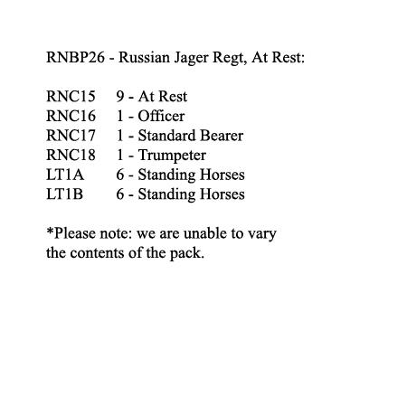 RNBP26 Russian Jager Regiment, At Rest (12 Mounted Figures)