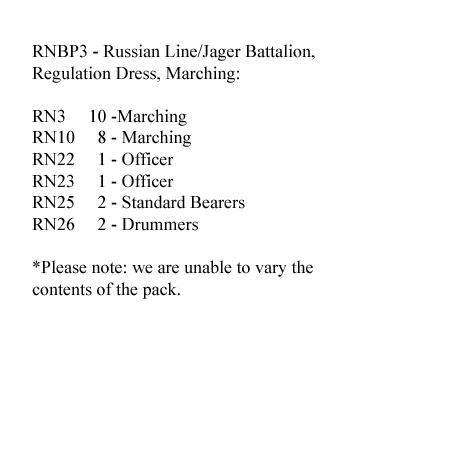 RNBP3 Russian Line Musketeer / Jager Battalion, Regulation Dress, Marching (24 Figures)