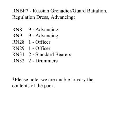 RNBP7 Russian Grenadier / Guard Battalion, Regulation Dress, Advancing (24 Figures)