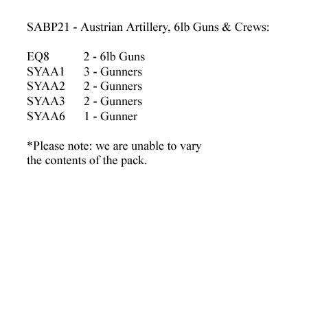 SABP21 Artillery - Austrian (2 x 6lb Guns And 8 Crew)