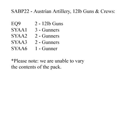 SABP22 Artillery - Austrian (2 x 12lb Guns And 8 Crew)