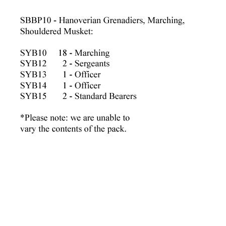 SBBP10 Hanoverian Grenadiers Marching, Shouldered Musket (24 Figures)