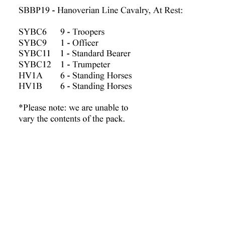 SBBP19 Hanoverian Line Cavalry At Rest (12 Mounted Figures)
