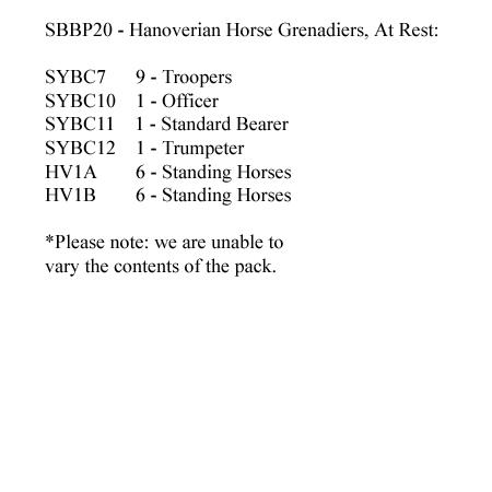 SBBP20 Hanoverian Horse Grenadiers At Rest (12 Mounted Figures)