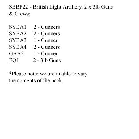 SBBP22 British/Hanoverian Artillery (2 x 3lb Guns And 8 Crew)