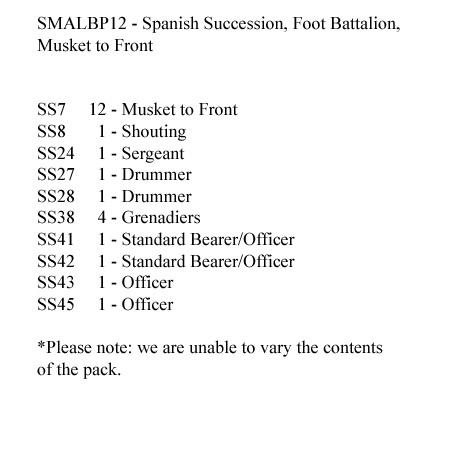 SMALBP12 Spanish Succession Musketeers Standing Musket Held To Front (24 Figures)