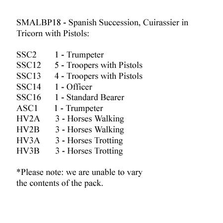 SMALBP18 Spanish Succession Cuirassiers In Tricorns, With Pistols (12 Mounted Figures)
