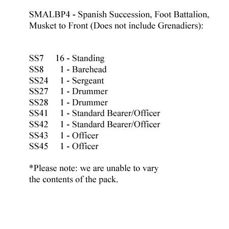 SMALBP4 Spanish Succession Musketeers Standing, Muskets Held To Front (24 Figures)