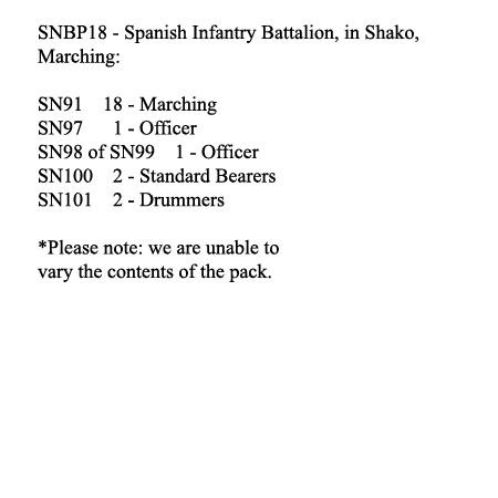 SNBP18 Spanish Infantry, Shako, 24 Figures Marching (24 Figures)