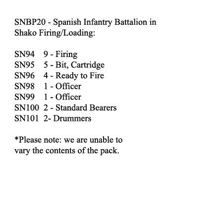 SNBP20 Spanish Infantry, Shako, 24 Figures Firing/Loading (24 Figures)