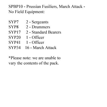 SPBP10 Prussian Fusiliers, March Attack, No Field Equipment (24 Figures)