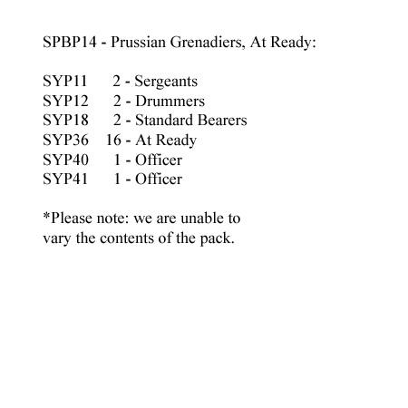 SPBP14 Prussian Grenadiers, At Ready (24 Figures)
