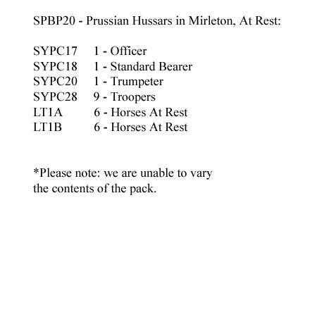 SPBP20 Prussian Hussars In Mirleton, At Rest (12 Mounted Figures