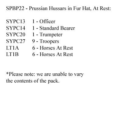 SPBP22 Prussian Hussars In Fur Hat, At Rest (12 Mounted Figures)