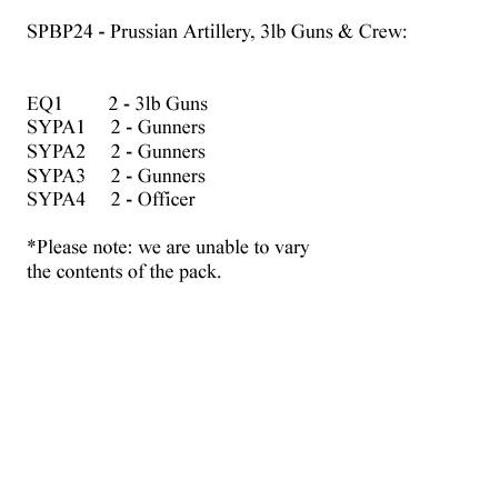 SPBP24 Prussian Artillery Pack (2 x 3lb Guns And 8 Crew)