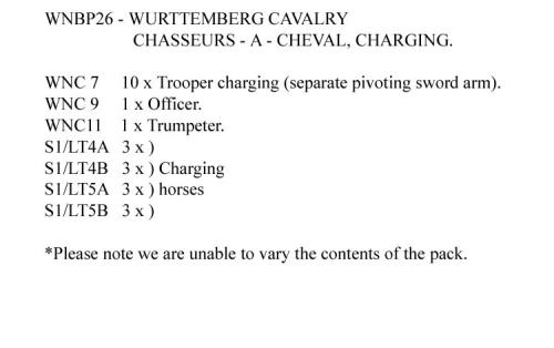 WNBP26 Wurttemberg Chasseurs - A - Cheval, Charging Pack (12 Mounted Figures)