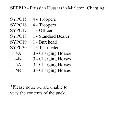 SPBP19 Prussian Hussars In Mirleton, Charging (12 Mounted Figures
